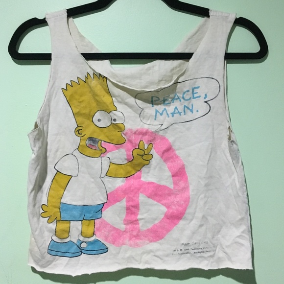 vintage Tops - Vintage 90s Simpsons Peace Crop Top